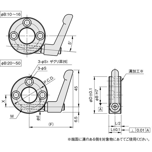 IWATA クサビカラー 3ザグリレバー付SUS3