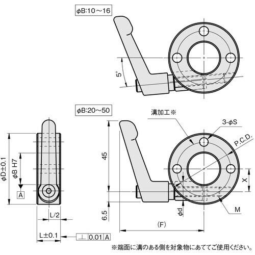 IWATA クサビカラー 3穴 レバー付 SUS3