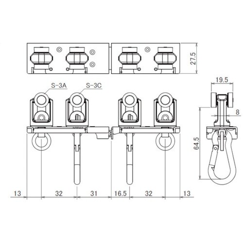 HINAKA “レクト30”レール用タイプ片開スナ