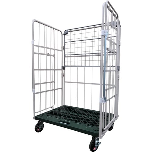 YAMATO カゴ車(鋼製) 跳ね上げ中間棚付コン