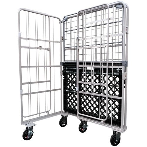 YAMATO カゴ車(鋼製) 跳ね上げ中間棚付コン