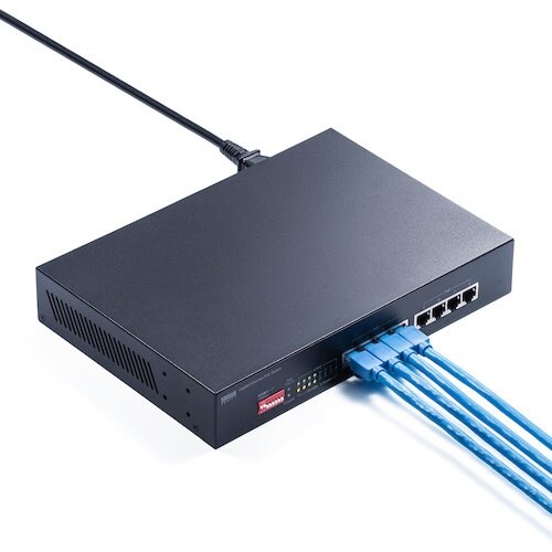 SANWA 長距離伝送・ギガビット対応PoEスイッ