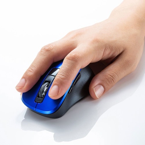 SANWA 静音ワイヤレスブルーLEDマウス(5ボ