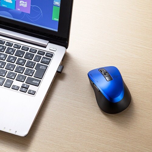 SANWA 静音ワイヤレスブルーLEDマウス(5ボ