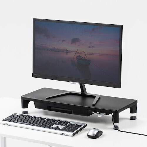 SANWA USBハブ・引出し付机上ラック