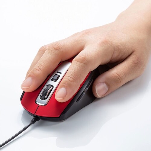 SANWA 静音有線ブルーLEDマウス(5ボタン)