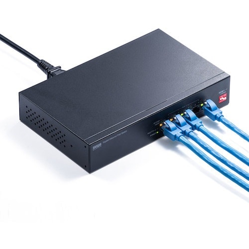 SANWA 長距離伝送・ギガビット対応PoEスイッ