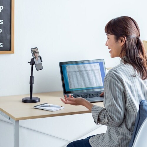 SANWA WEBカメラ用卓上スタンド(スマホホル