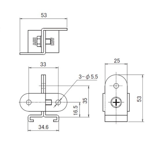 HINAKA “レクト30”レール用スチール製吊ブ