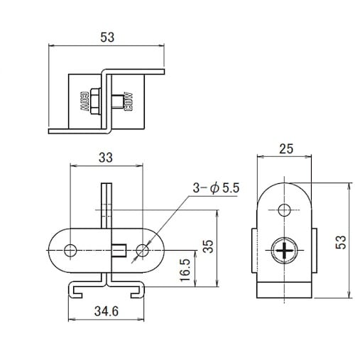 HINAKA “レクト30”レール用スチール製吊ブ