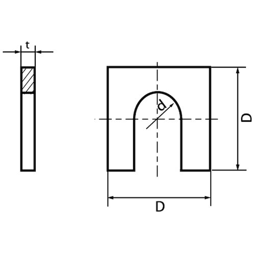 SUNCO ステン U字(角W 0.5T M8×2