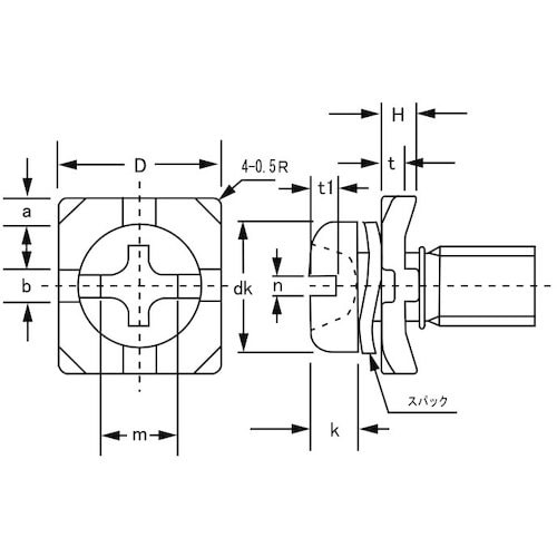 SUNCO クロメート 端子ねじ+−ナベSH形 角