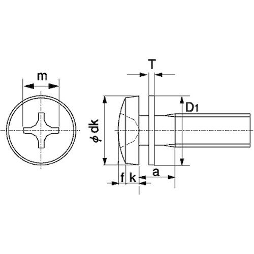 SUNCO 組込みねじ (+)バインドPK=1(鉄