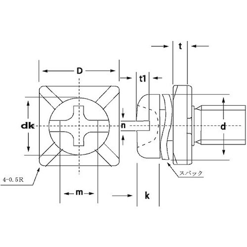SUNCO 三価ホワイト 端子ねじ+−ナベSK形