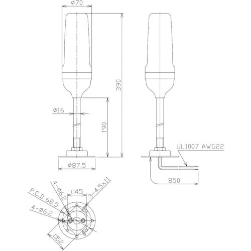 NIKKI 導光柱式アラームライト NLA70シリ