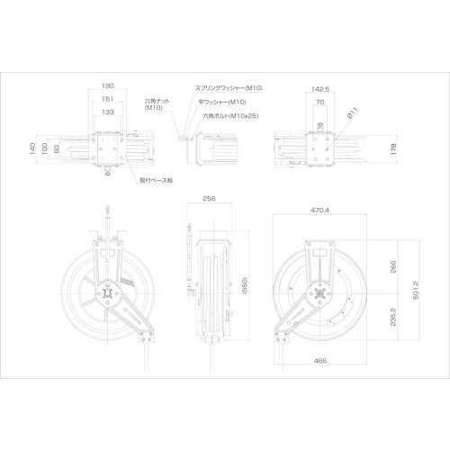 TRIENS スチール製 高圧温水リール 3/8×