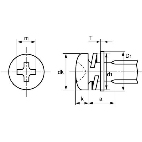 SUNCO 組込みねじ (+)ナベI=4(鉄(また