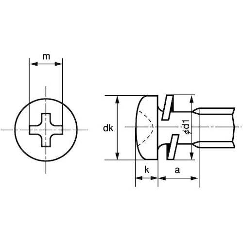 SUNCO 組込みねじ (+)ナベP=2(鉄(また