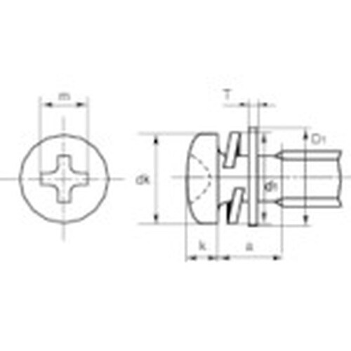 TRUSCO ナベ頭座金組込ねじ P=4 三価白