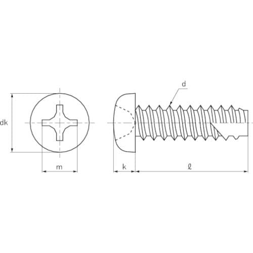 TRUSCO ナベ頭タッピングねじ 2種溝付B1