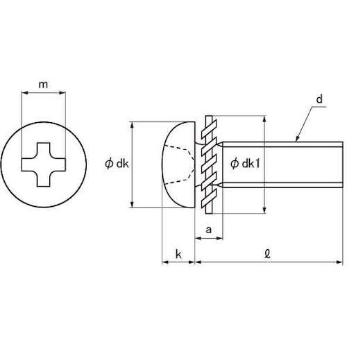 SUNCO 組込みねじ (+)ナベLO=2(鉄(ま