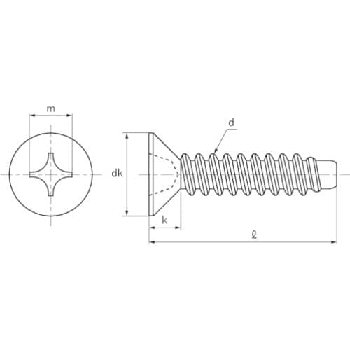 TRUSCO 皿頭タッピングねじ 2種溝なしB0