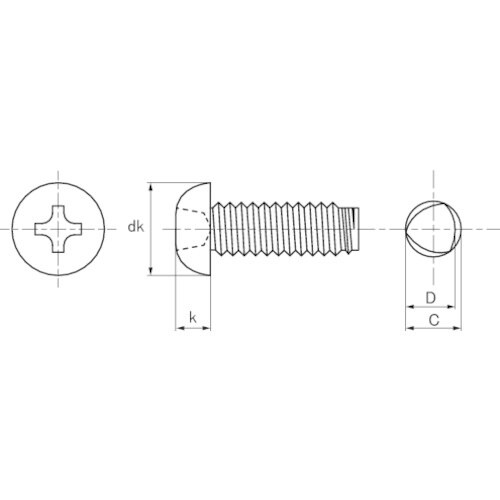 TRUSCO ナベ頭低トルクねじ 三価白 Sタイプ