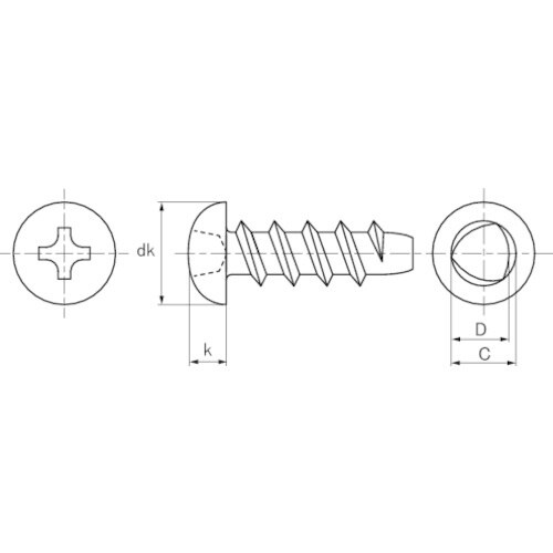 TRUSCO ナベ頭低トルクねじ 三価白 Pタイプ