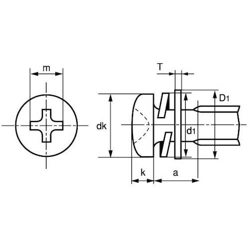 SUNCO 組込みねじ (+)ナベP=4(鉄(また
