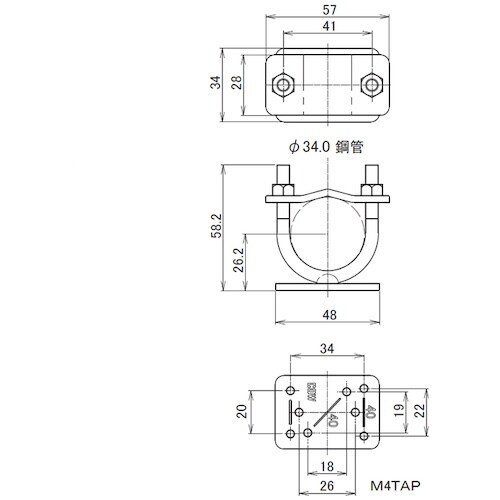 HINAKA “レクト30”レール用鋼管用ブラケッ