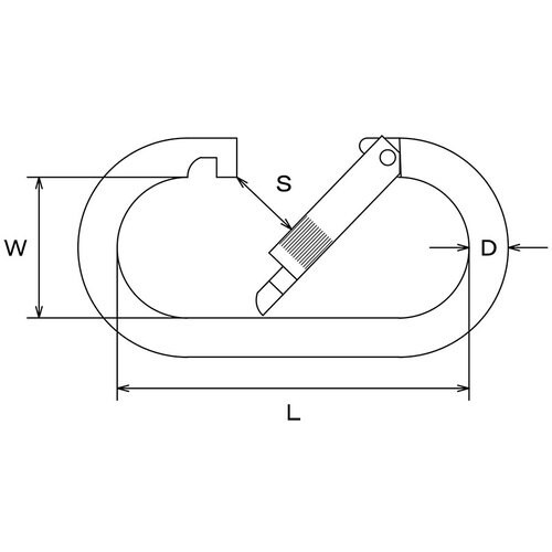 水本 ステンレス カラビナ(環なし) 黒色塗装 線