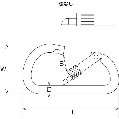 水本 ステンレス カラビナD型 SUS316 環な
