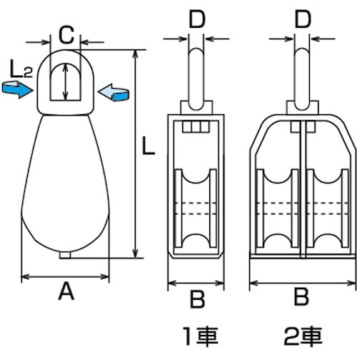 水本 滑車 豆ブロック 1車 車径32mm 車溝幅