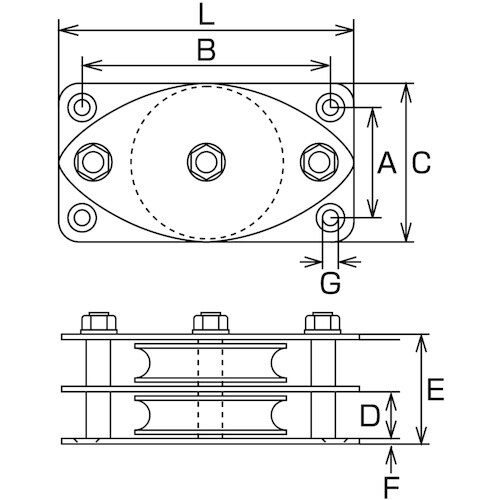 水本 固定ブロック 2車(ヨコ型) 参考使用荷重1