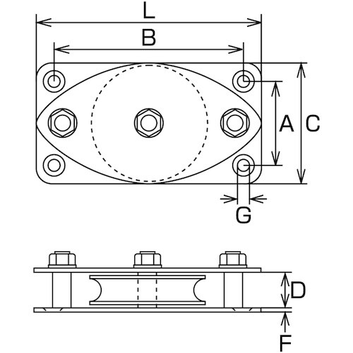 水本 固定ブロック 1車(ヨコ型) 参考使用荷重1