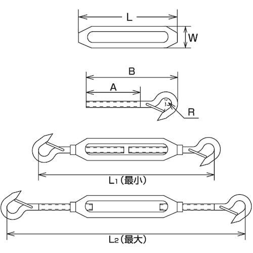 水本 枠式ターンバックル(フック&フック)外れ止め