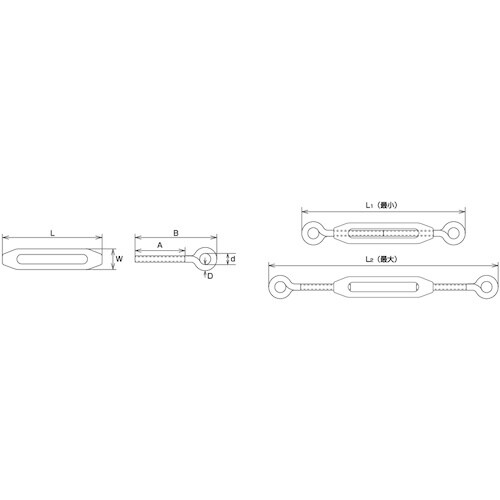 水本 枠式ターンバックル(アイ&アイ) 捻子径M3