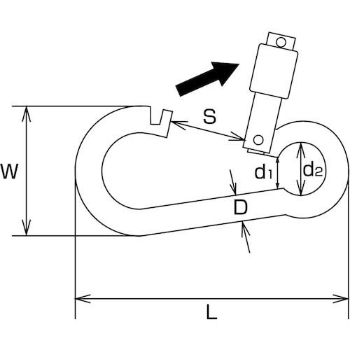 水本 オープンフックB型 線径4mm長さ47mm