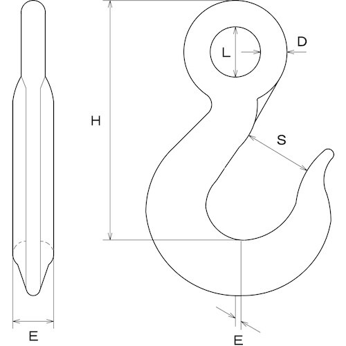 水本 重量フック(ハズレ止めなし) 1トン用