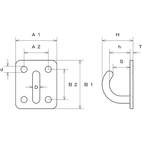 水本 ステンレス オープンアイプレート 65mm×