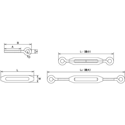 水本 ステンレス 枠式ターンバックル(アイ&アイ)