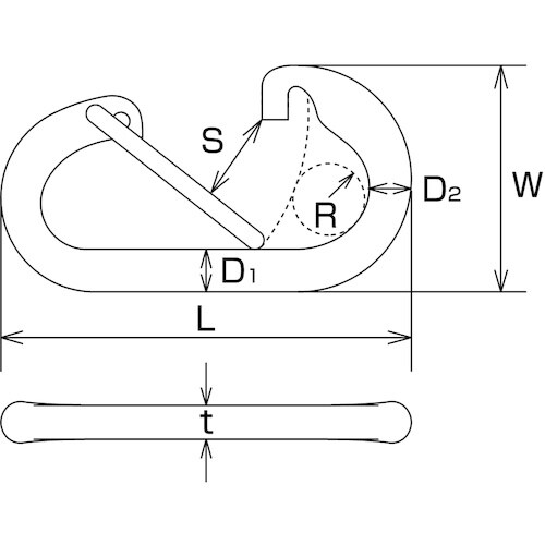 水本 ステンレス Dフック SUS316 長さ52