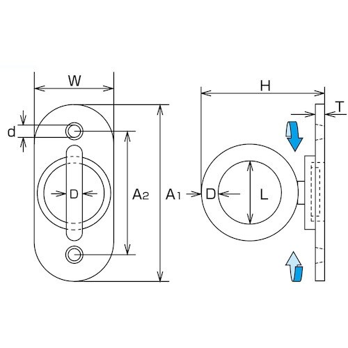 水本 回転パッドアイ 内径15mm 20mm×50