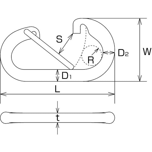 水本 ステンレス Dフック SUS316 長さ64