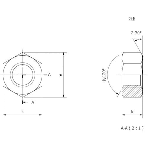 YAHATA 六角ナット 2種 生地 M20 (5