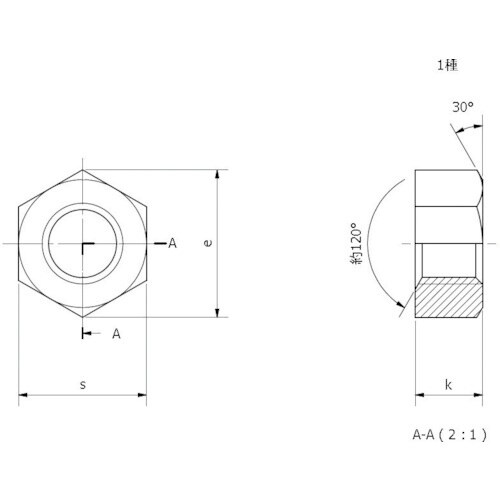YAHATA 六角ナット 1種 生地 M6 (15