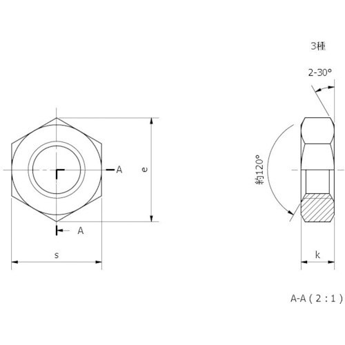 YAHATA 六角ナット 3種 生地 M27 (3