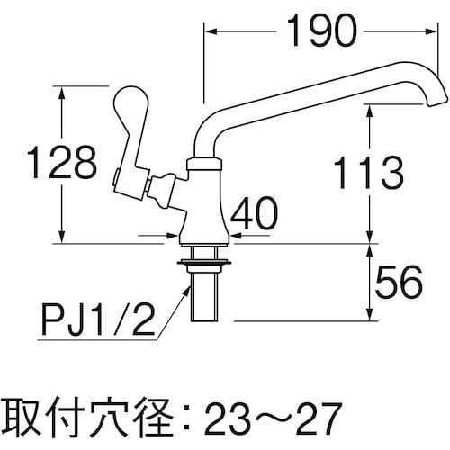 SANEI 厨房用立形上向自在水栓(左ハンドル)