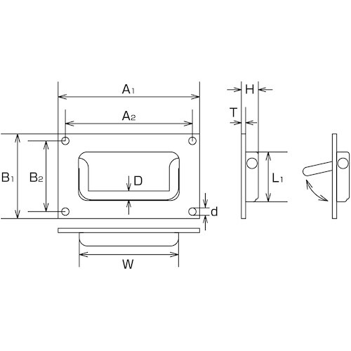水本 ステンレス トランク取手 122mm×78m
