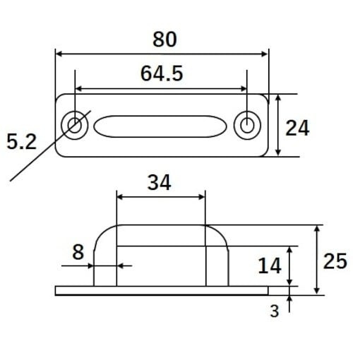 WAKI 角型パッドアイ8 BK−980 80x2